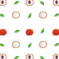vector cute Rambutan fruit pattern background