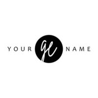 GE Initial Handwriting In Circle Frame Template Design vector