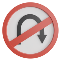 No U turn right sign clipart flat design icon isolated on transparent background, 3D render road sign and traffic sign concept png