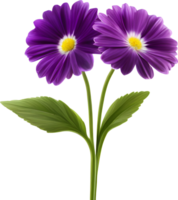 A painting of purple flowers with leaves. AI-Generated. png