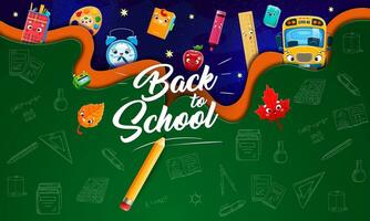 Back to school paper cut with education characters vector