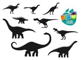 Dinosaur, extinct prehistoric animals silhouettes vector