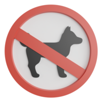 No pet or no dog sign clipart flat design icon isolated on transparent background, 3D render road sign and traffic sign concept png