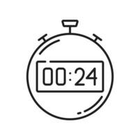 Clock timer outline icon, isolated alarm stopwatch vector