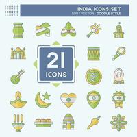 icono conjunto India. relacionado a fiesta símbolo. garabatear estilo. sencillo diseño editable. sencillo ilustración vector
