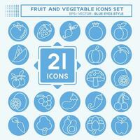 Icon Set Fruit and Vegetable. related to Healthy symbol. blue eyes style. simple design editable. simple illustration vector