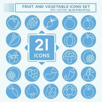 Icon Set Fruit and Vegetable. related to Healthy symbol. blue eyes style. simple design editable. simple illustration vector