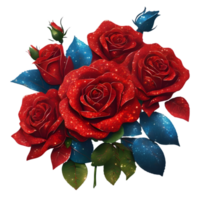 Sparkling colorful roses. AI-Generated. png