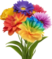 ein Gemälde von ein Regenbogen Blume. KI-generiert. png