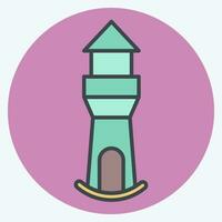 Icon Lighthouse. related to Icon Building symbol. color mate style. simple design editable. simple illustration vector