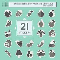 Sticker line cut Set Fruit and Vegetable. related to Healthy symbol. simple design editable. simple illustration vector