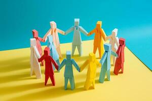 AI Generated Teamwork unity team togetherness symbol community paper human concept cooperation partnership chain person family together friendship united silhouette group holding photo