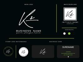 Monogram Ks Signature Logo Icon, Minimalist KS Luxury Apparel Logo Letter Vector