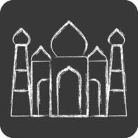 Icon Taj Mahal. related to India symbol. chalk Style. simple design editable. simple illustration vector