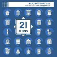 Icon Set Building. related to Icon Construction symbol. long shadow style. simple design editable. simple illustration vector