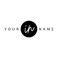 IN Initial Handwriting In Circle Frame Template Design vector