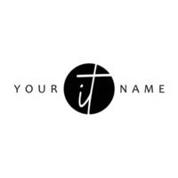 IT Initial Handwriting In Circle Frame Template Design vector