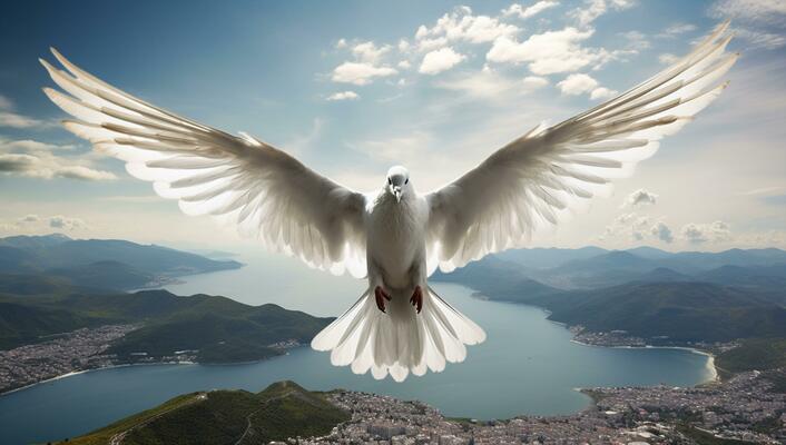AI Generated Freedom sun hope pigeon sky wings dove flight peace