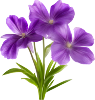 une La peinture de violet fleurs avec feuilles. ai-généré. png