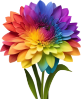 A painting of a rainbow flower. AI-Generated. png