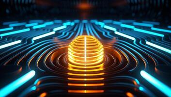 AI Generated Network technology cyberspace information electronic neon science blue futuristic background abstract bright light glow communication modern line digital computer photo