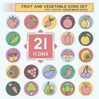 Icon Set Fruit and Vegetable. related to Healthy color mate style. simple design editable. simple illustration vector