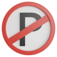 No parking sign clipart flat design icon isolated on transparent background, 3D render road sign and traffic sign concept png
