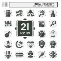 Icon Set India. related to Holiday symbol. comic style. simple design editable. simple illustration vector