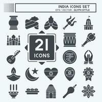 Icon Set India. related to Holiday symbol. glyph style. simple design editable. simple illustration vector