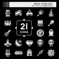 Icon Set India. related to Holiday symbol. glossy style. simple design editable. simple illustration vector