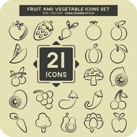 Icon Set Fruit and Vegetable. related to Healthy symbol. hand drawn style. simple design editable. simple illustration vector