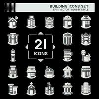 Icon Set Building. related to Icon Construction symbol. glossy style. simple design editable. simple illustration vector