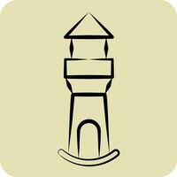 Icon Lighthouse. related to Icon Building symbol. hand drawn style. simple design editable. simple illustration vector