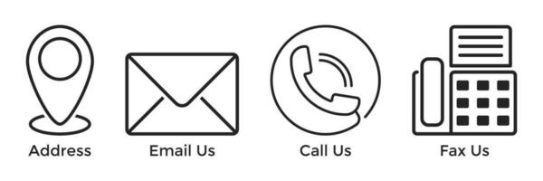 Contact Us Icon Set Outline Vector For Website and Mobile Apps Business Inquires Page Elements, Contact Information Icon Set For Online Business Card Purpose, Phone Call, Email, Location, Fax Icons