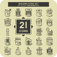 Icon Set Building. related to Icon Construction symbol. hand drawn style. simple design editable. simple illustration vector