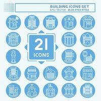 Icon Set Building. related to Icon Construction symbol. blue eyes style. simple design editable. simple illustration vector