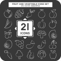 Icon Set Fruit and Vegetable. related to Healthy symbol. chalk Style. simple design editable. simple illustration vector