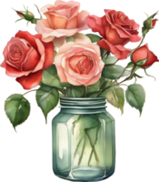 A painting of a bouquet of roses. AI-Generated. png