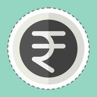 Sticker line cut Rupee. related to India symbol. simple design editable. simple illustration vector