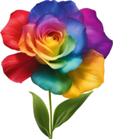 A painting of a rainbow flower. AI-Generated. png