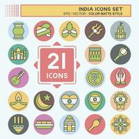 Icon Set India. related to Holiday symbol. color mate style. simple design editable. simple illustration vector