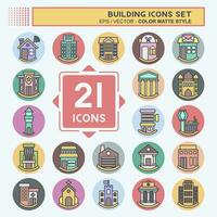 Icon Set Building. related to Icon Construction symbol. color mate style. simple design editable. simple illustration vector