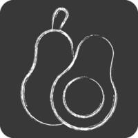 Icon Avocado. related to Fruit and Vegetable symbol. chalk Style. simple design editable. simple illustration vector