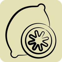 Icon Lemon. related to Fruit and Vegetable symbol. hand drawn style. simple design editable. simple illustration vector