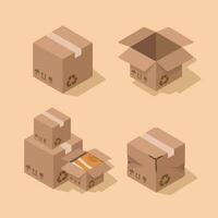 vector set of cardboard boxes to shipping icon collection