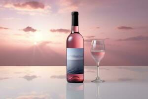 Mockup of luxury wine bottle on a natural style background photo