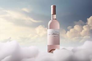 Mockup of luxury wine bottle on a natural style background photo