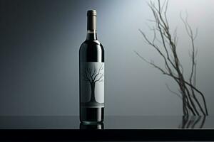 Mockup of luxury wine bottle on a natural style background photo