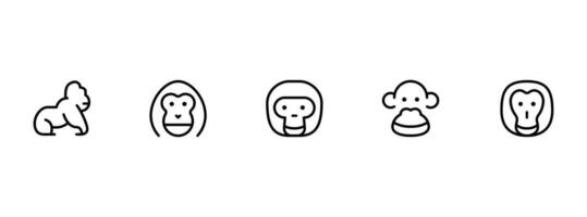 apes icon, monkey icon. flat vector and illustration, graphic, editable stroke. Suitable for website design, logo, app, template, and ui ux