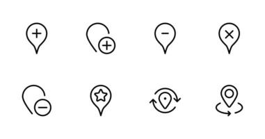 Location icon. Map pin place marker. linear Editable Stroke. Line, Solid, Flat Line, thin style and Suitable for Web Page, Mobile App, UI, UX design. vector